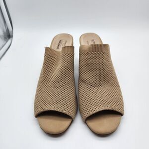 Sonoma Slip On open toe 3" heeled clog/mule Women's shoes Beige sz 9M